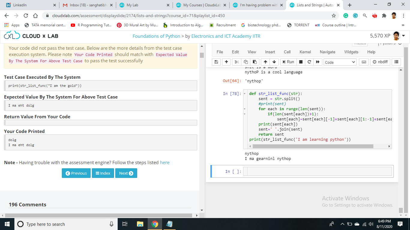 Lists and Strings | Automated hands-on| CloudxLab