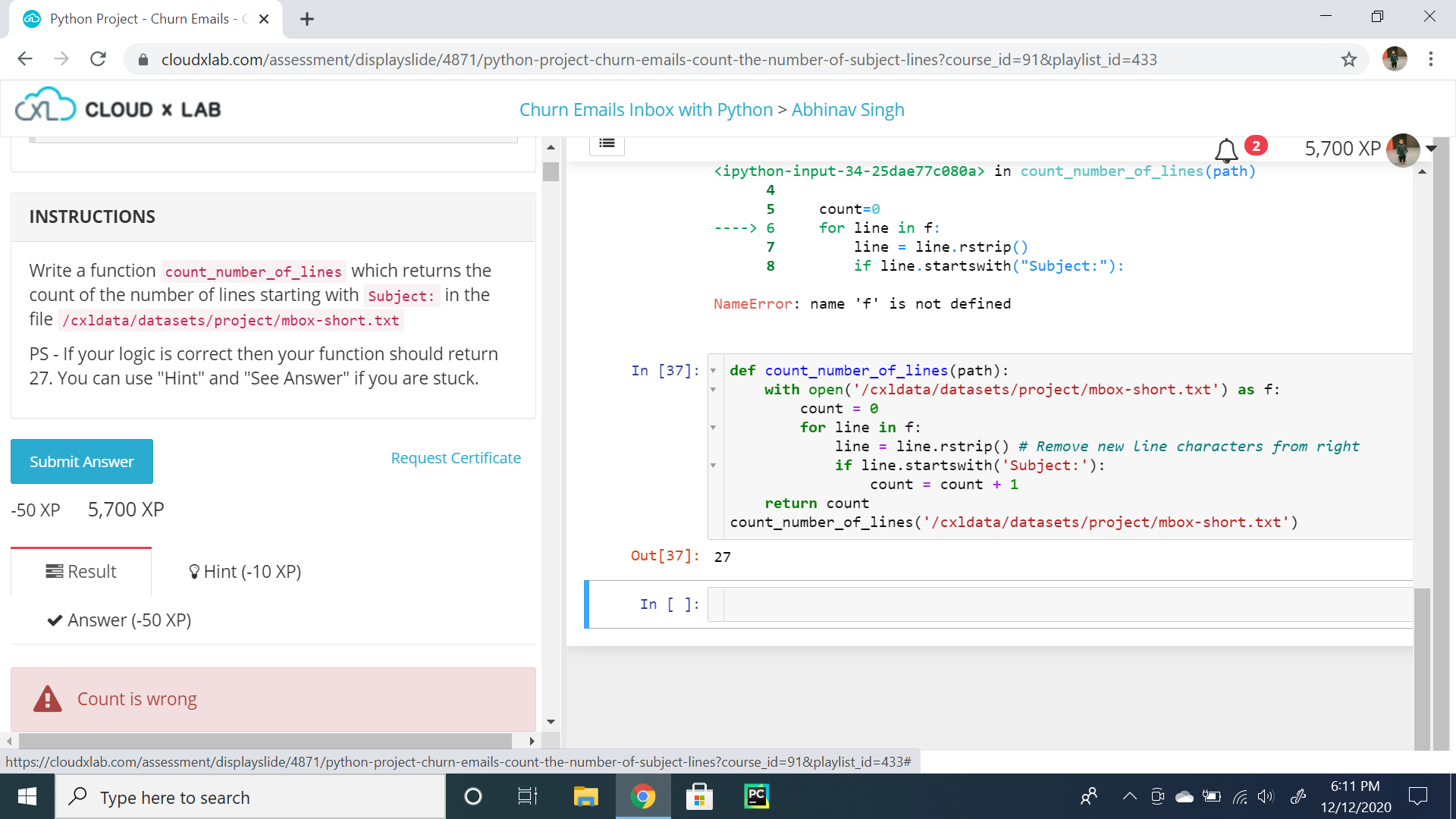Python Project - Churn Emails - Count the Number of Subject Lines |  Automated hands-on| CloudxLab