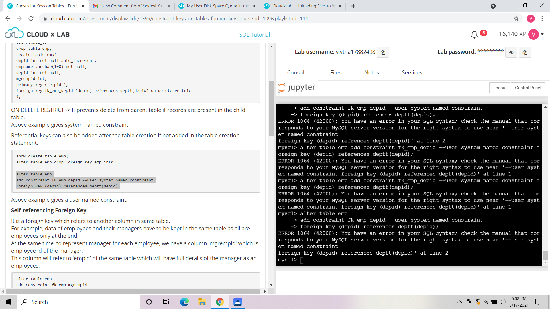 Constraint Keys on Tables - Foreign Key | Automated hands-on| CloudxLab