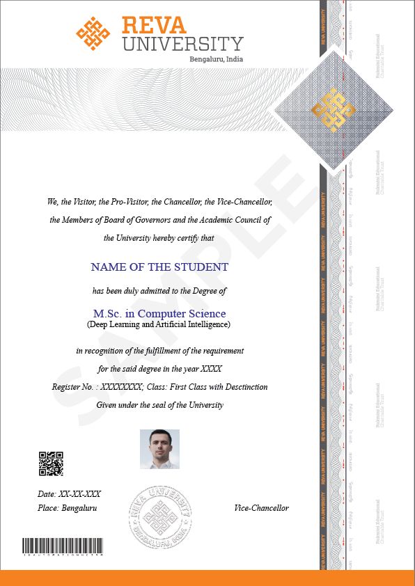 MSc in Deep Learning and Artificial Intelligence, REVA University